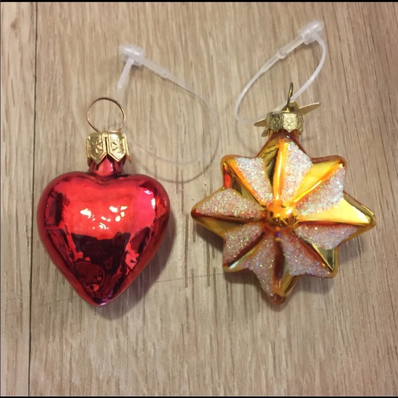 Heart and Snowflake Glass Ornaments - Picture 1 of 3